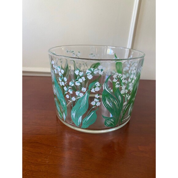 Vintage Hazel Atlas Lily of the Valley Ice Bucket Glass Container - Picture 4 of 8
